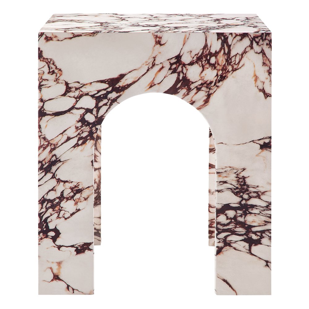 Valen Square Indoor - Outdoor Patio Arched Concrete Side Table