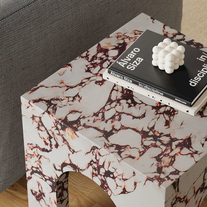 Valen Square Indoor - Outdoor Patio Arched Concrete Side Table