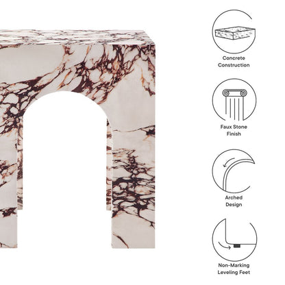 Valen Square Indoor - Outdoor Patio Arched Concrete Side Table