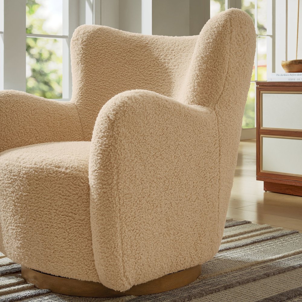 Montrose Wingback Sherpa Swivel Accent Chair