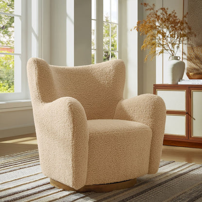 Montrose Wingback Sherpa Swivel Accent Chair