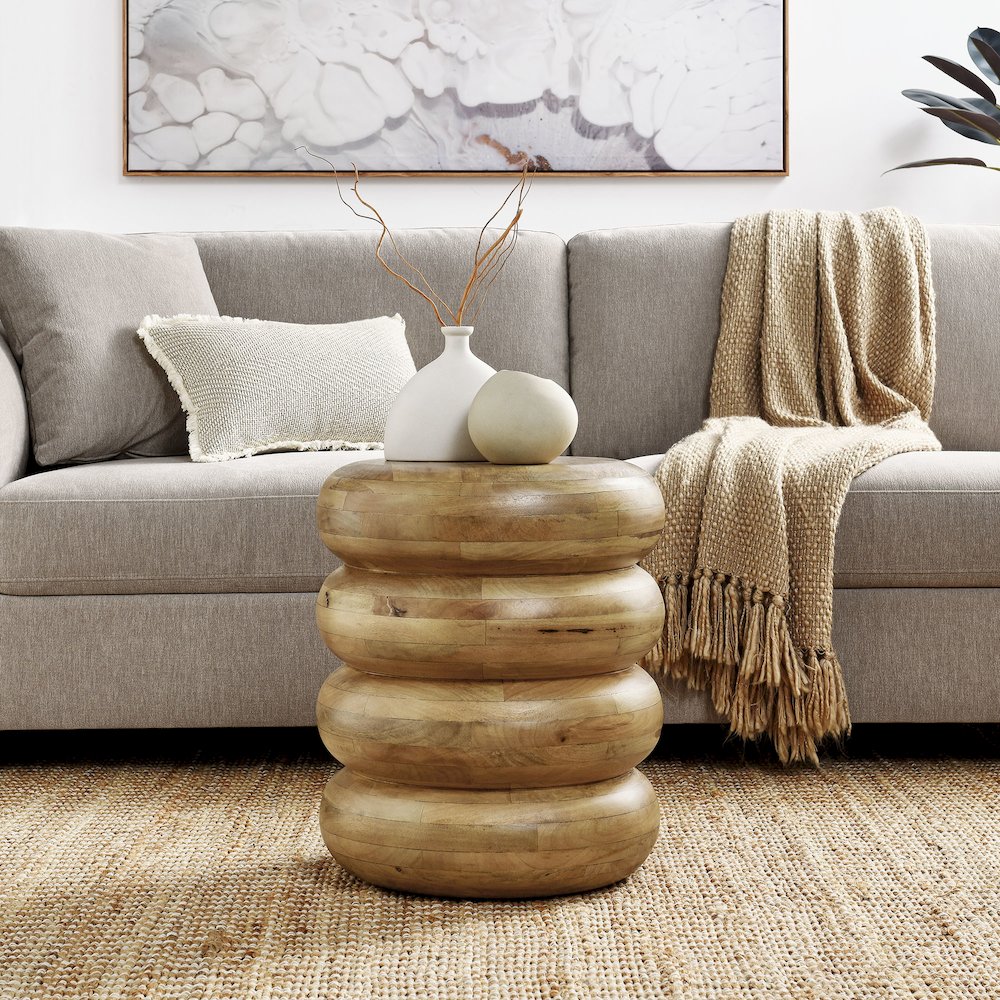 Ellery Round Stacked Wood Side Table