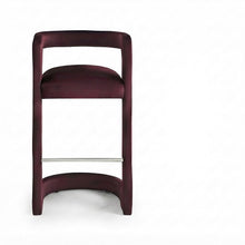 Performance Velvet Upholstered Bar Stool with Cushioned Back, Mulberry