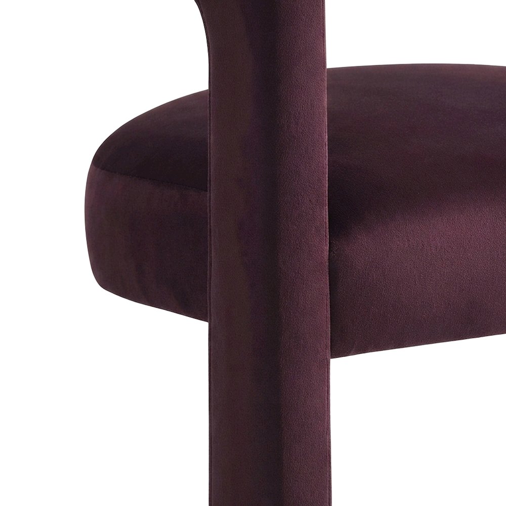 Performance Velvet Upholstered Bar Stool with Cushioned Back, Mulberry