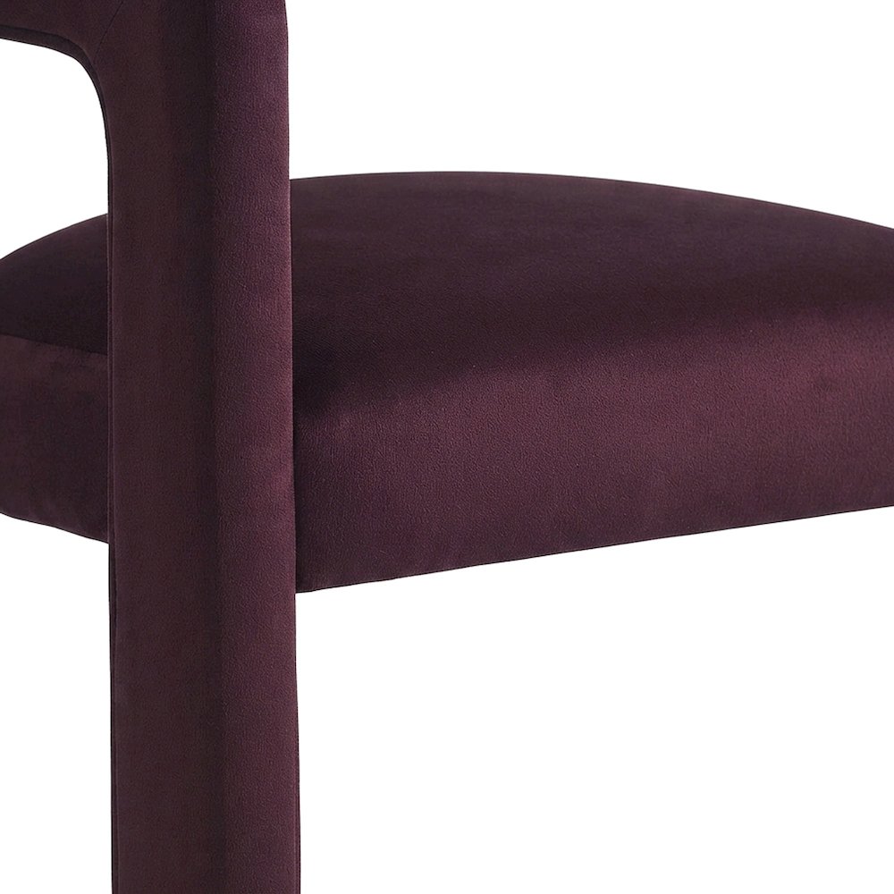 Performance Velvet Upholstered Bar Stool with Cushioned Back, Mulberry