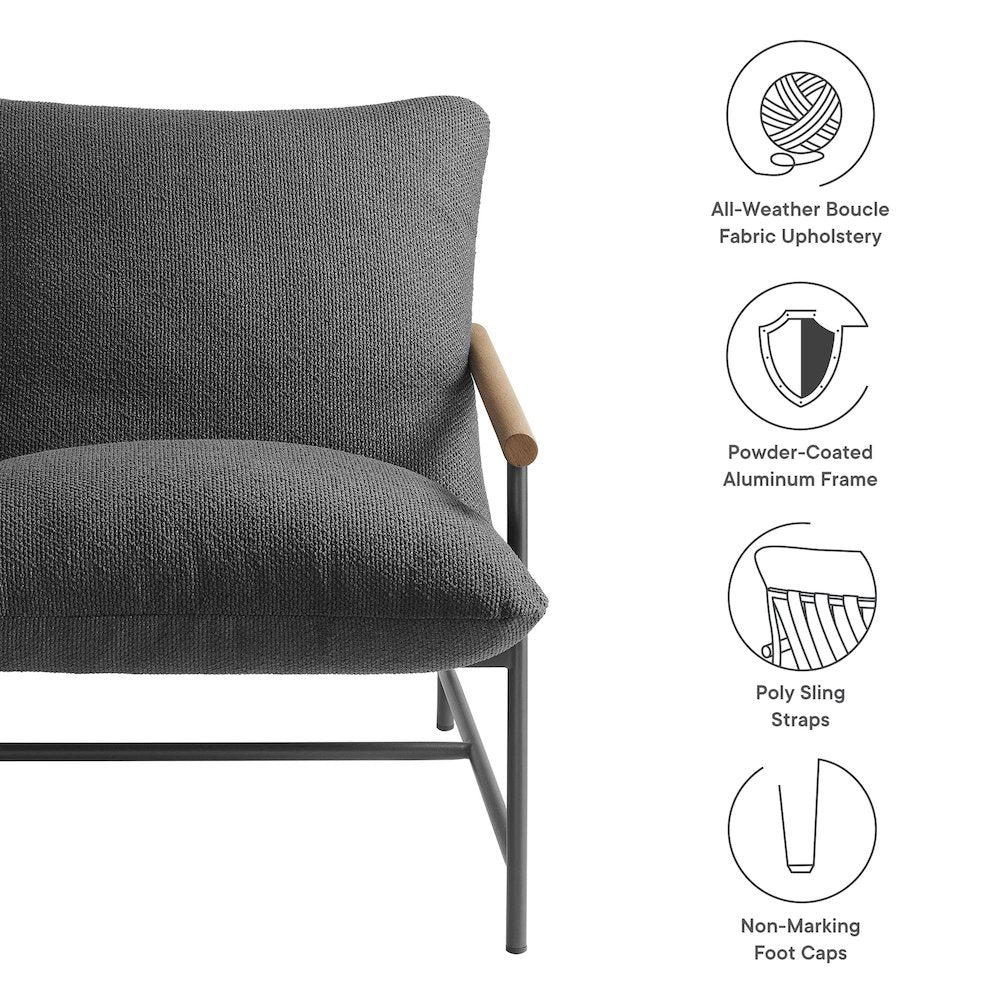 Raya Outdoor Patio Boucle Sling Lounge Chair