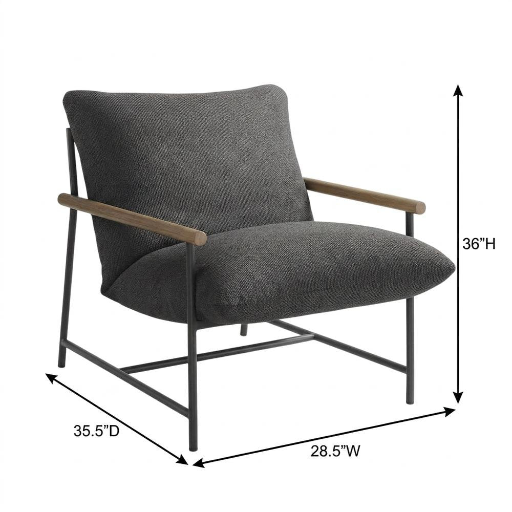 Boucle Sling Outdoor Patio Chair for Deck, Porch, and Accent Seating, Charcoal