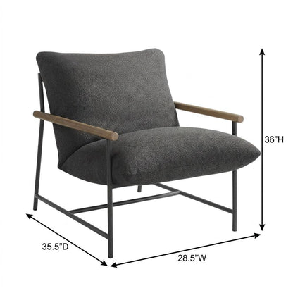 Boucle Sling Outdoor Patio Chair for Deck, Porch, and Accent Seating, Charcoal