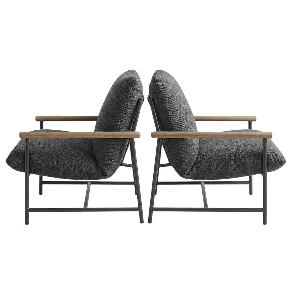 Boucle Sling Outdoor Patio Chair for Deck, Porch, and Accent Seating, Charcoal