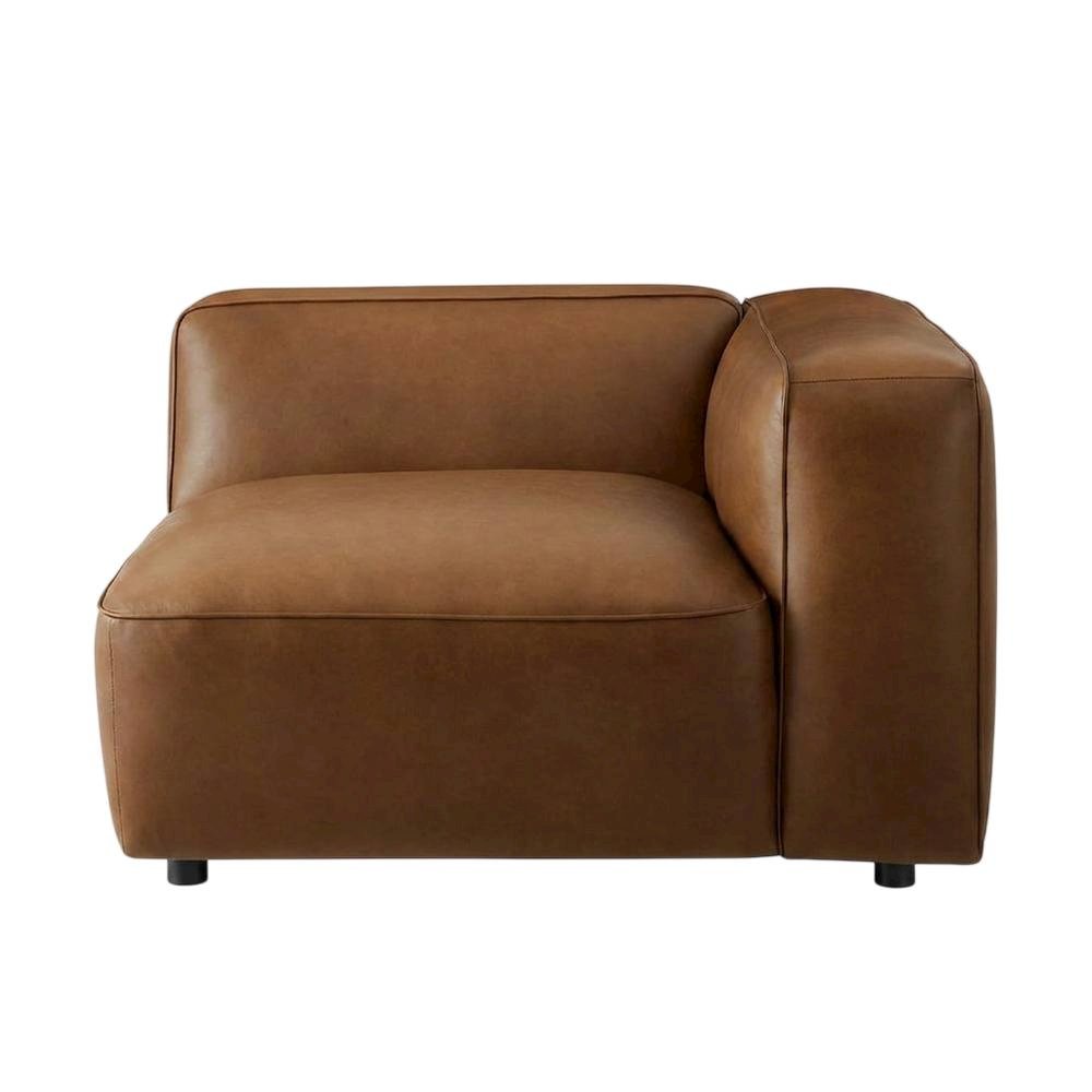 Upholstered Vegan Leather Modular Sectional Sofa with Mid-Century Style, Coffee