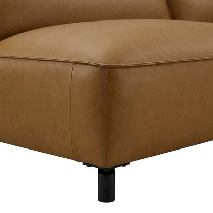 Vegan Leather Modular L-Shaped Sectional Couch for Living Room, Camel, 5 Pc