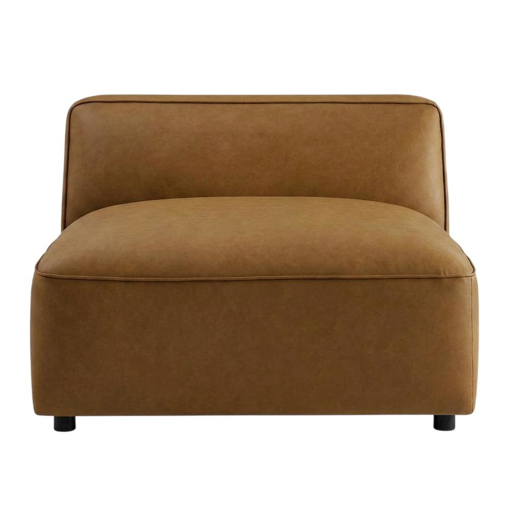 Vegan Leather Modular L-Shaped Sectional Couch for Living Room, Camel, 5 Pc