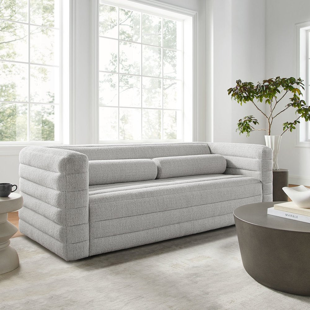 Relle Channel Tufted Boucle Upholstered Sofa