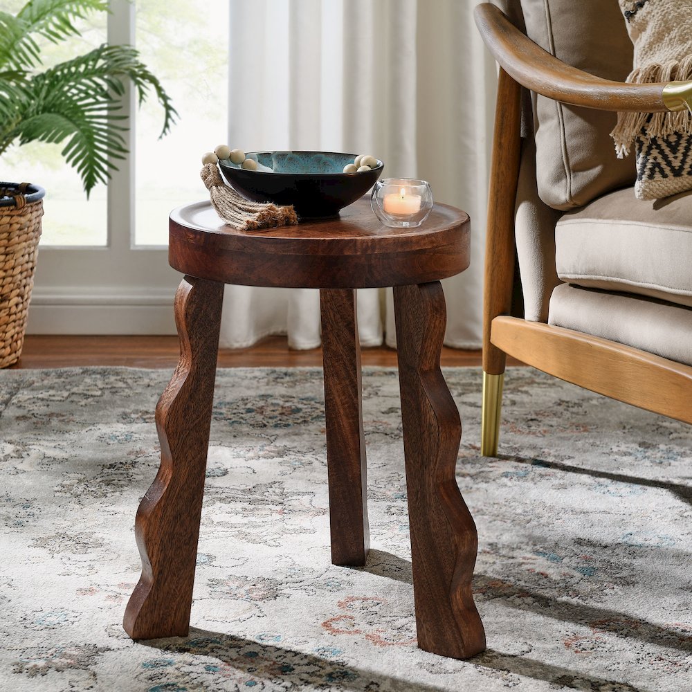 Sorrel Carved Wood Stool