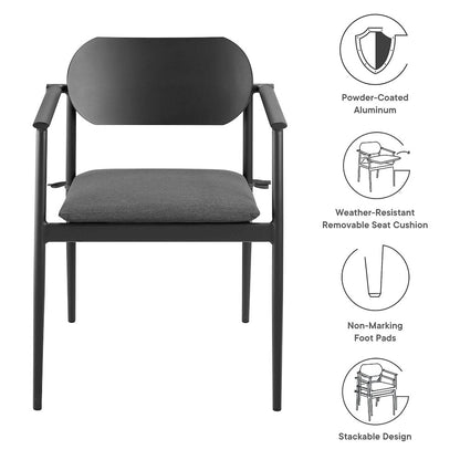 Aeris Stackable Outdoor Patio Aluminum Dining Armchair Set of 2
