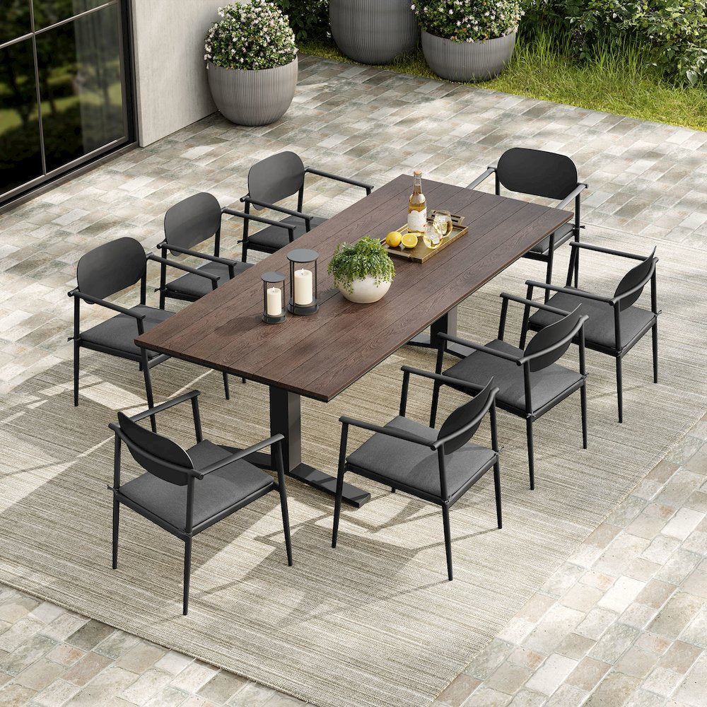 Aeris 9-Piece Outdoor Patio Aluminum Dining Set