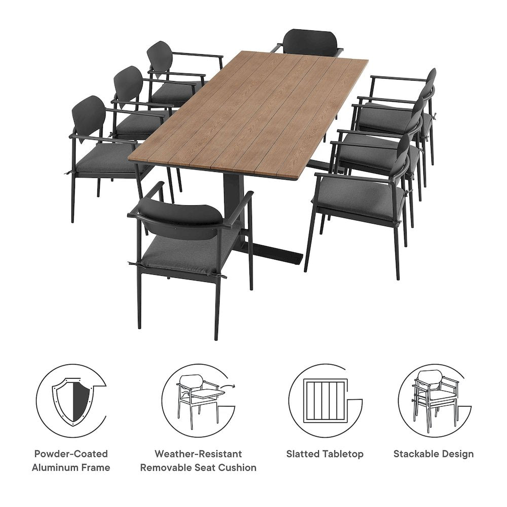Aeris 9-Piece Outdoor Patio Aluminum Dining Set