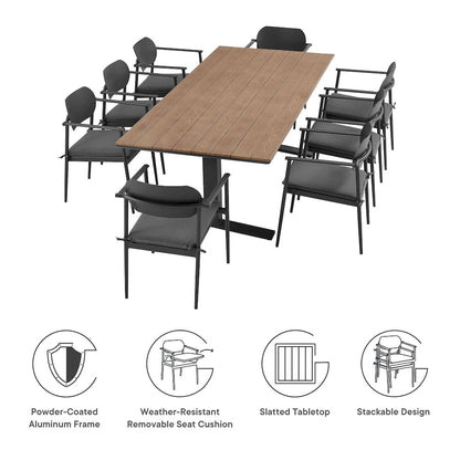 Aeris 9-Piece Outdoor Patio Aluminum Dining Set