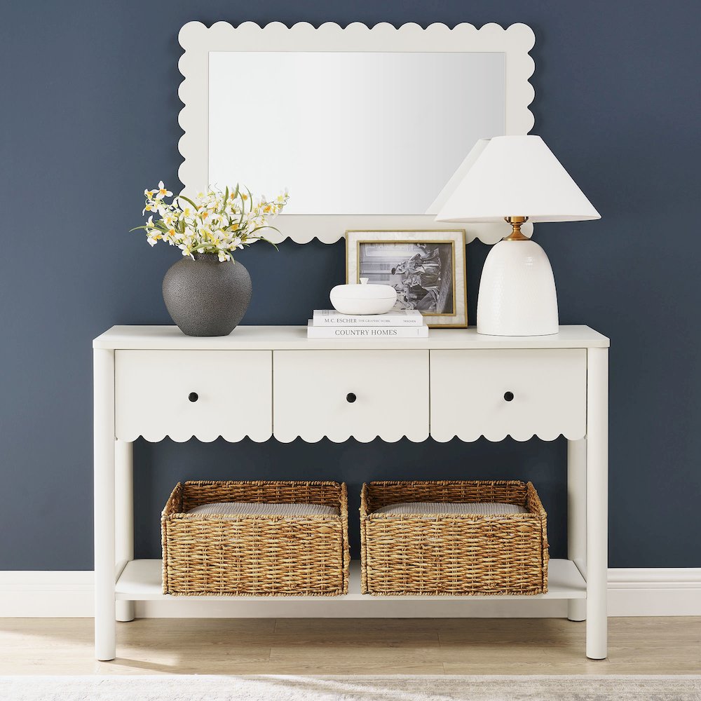 Emmeline 3-Drawer Scalloped Console Table