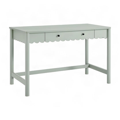 Wood Writing Desk with Scallop Detail and Single Drawer, Sage
