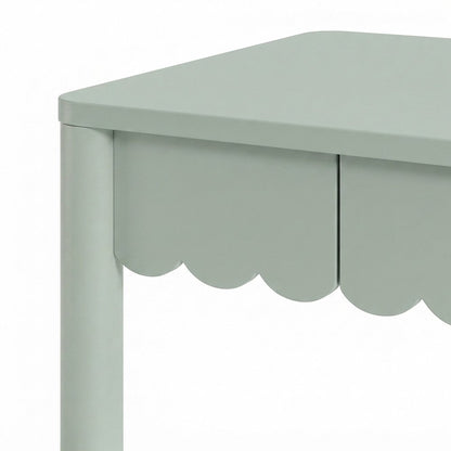 Wood Writing Desk with Scallop Detail and Single Drawer, Sage