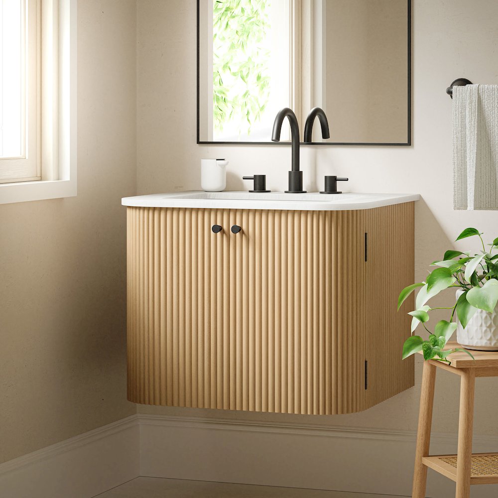 Zia 24" Wall-Mount Bathroom Vanity with Marble Sink