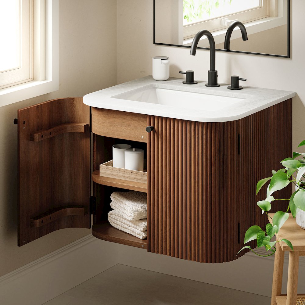Zia 24" Wall-Mount Bathroom Vanity with Marble Sink