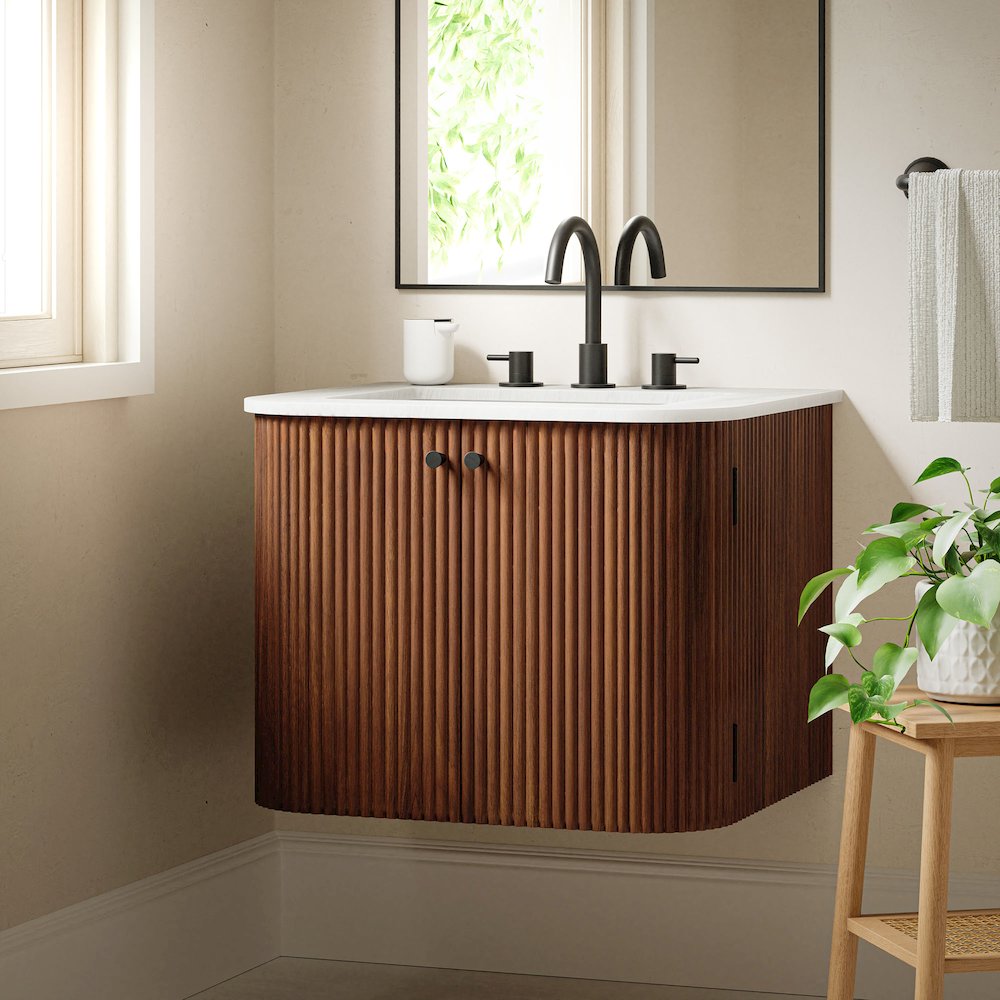 Zia 24" Wall-Mount Bathroom Vanity with Marble Sink