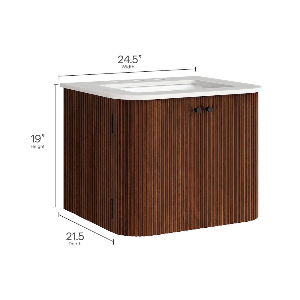 Zia 24" Wall-Mount Bathroom Vanity with Marble Sink