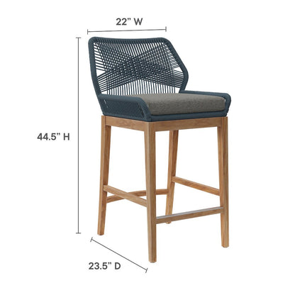 Wellspring 3-Piece Outdoor Patio Teak Wood Bar Set