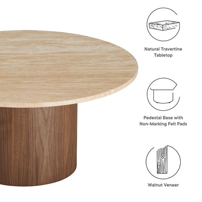 Kioni Round Travertine Coffee Table