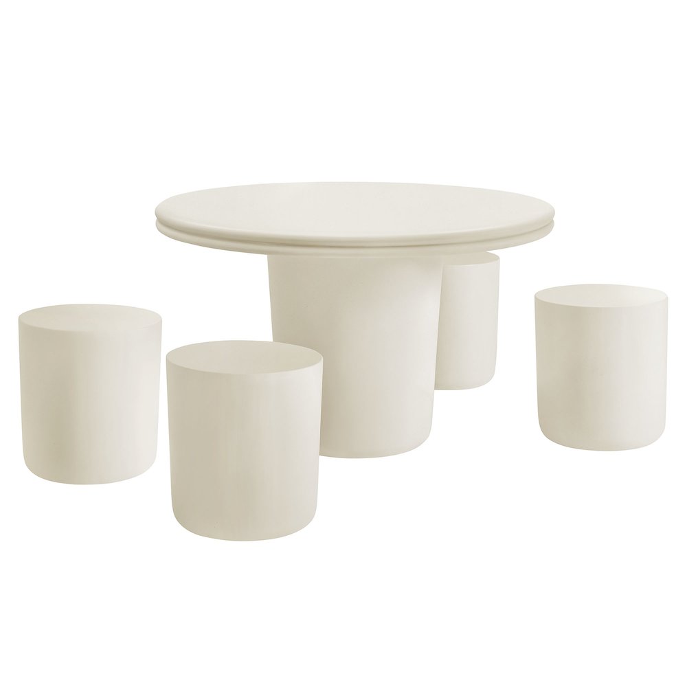 Brion Indoor - Outdoor Patio Concrete 5 Piece Dining Table Set