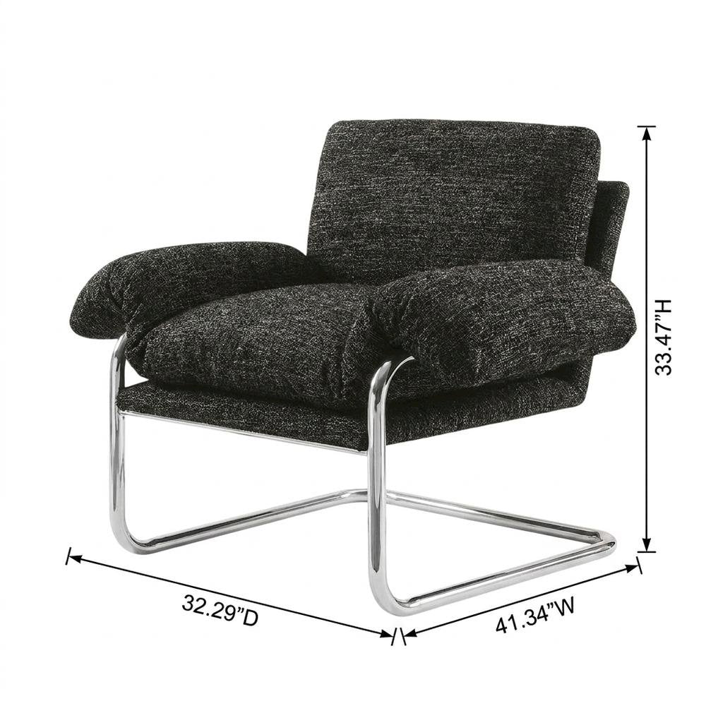 Boucle Fabric Accent Chair for Living Room, Bedroom, or Reading Nook, Charcoal