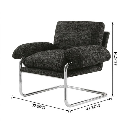 Boucle Fabric Accent Chair for Living Room, Bedroom, or Reading Nook, Charcoal