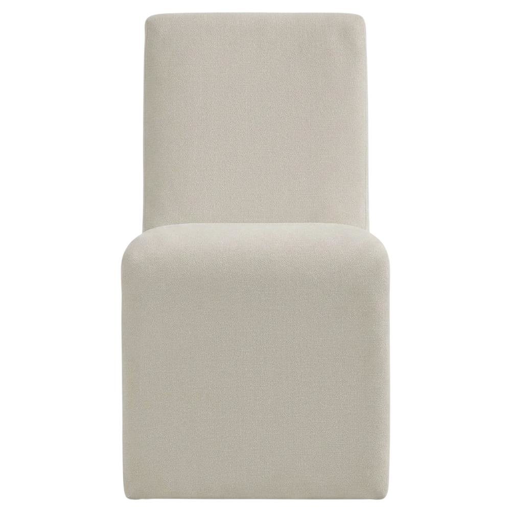 Wooden Upholstered Dining Side Chair with Cushioned Seat for Dining Room, Salt