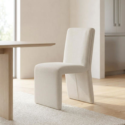 Wooden Upholstered Dining Side Chair with Cushioned Seat for Dining Room, Salt