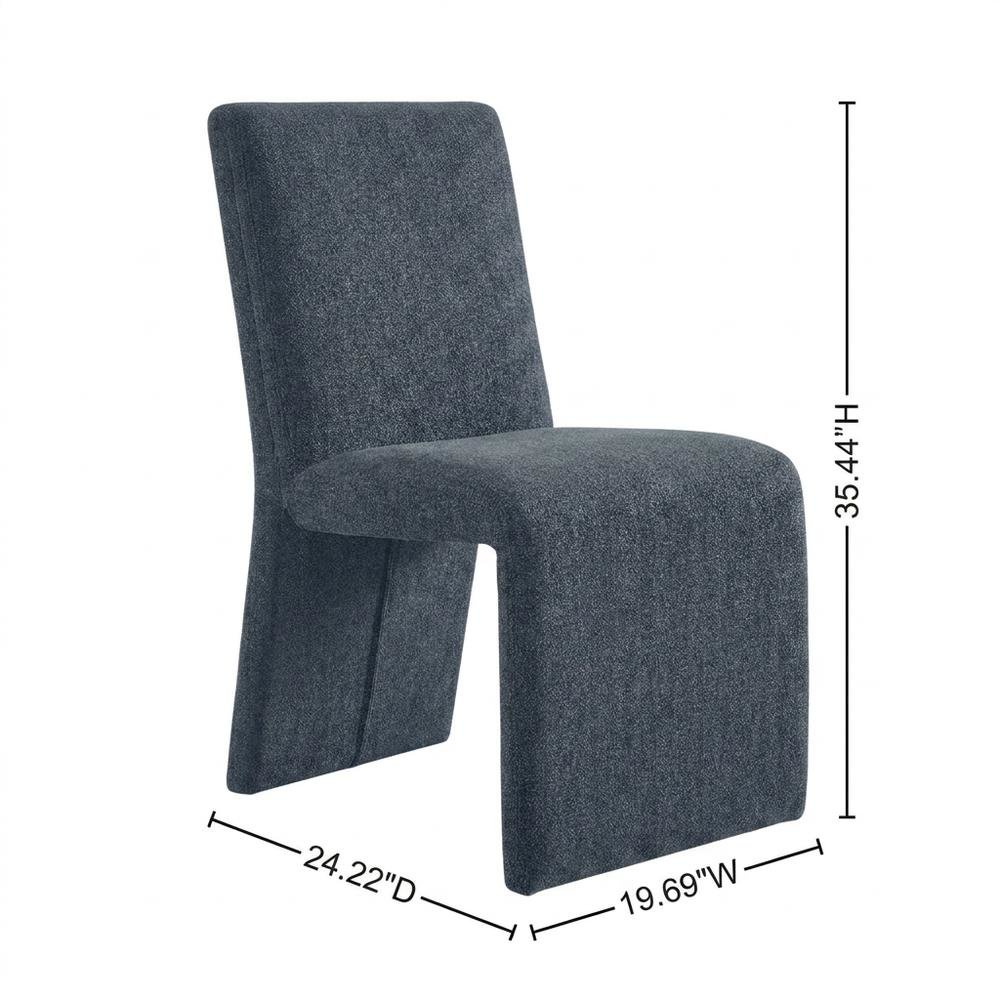 Wooden Upholstered Dining Side Chair with Cushioned Seat, Slate Blue