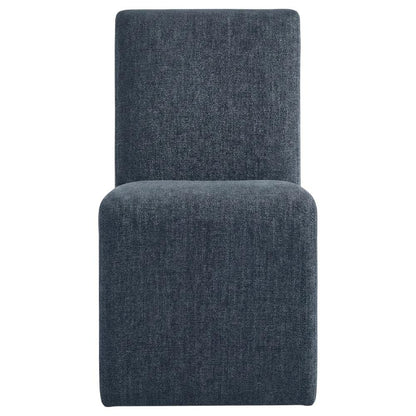 Wooden Upholstered Dining Side Chair with Cushioned Seat, Slate Blue