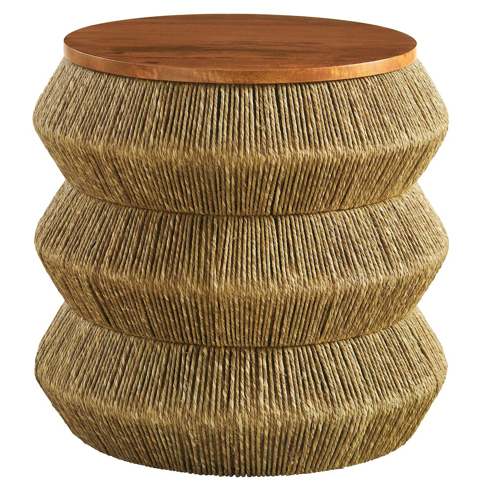 Maris Seagrass and Wood End Table