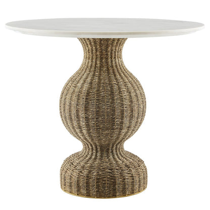 Zale 36" Marble and Seagrass Dining Table