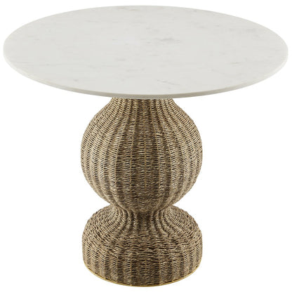 Zale 36" Marble and Seagrass Dining Table