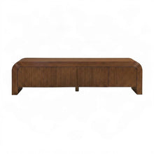 Mango Wood Fluted TV Stand, Mid-Century Modern Media Console, Walnut
