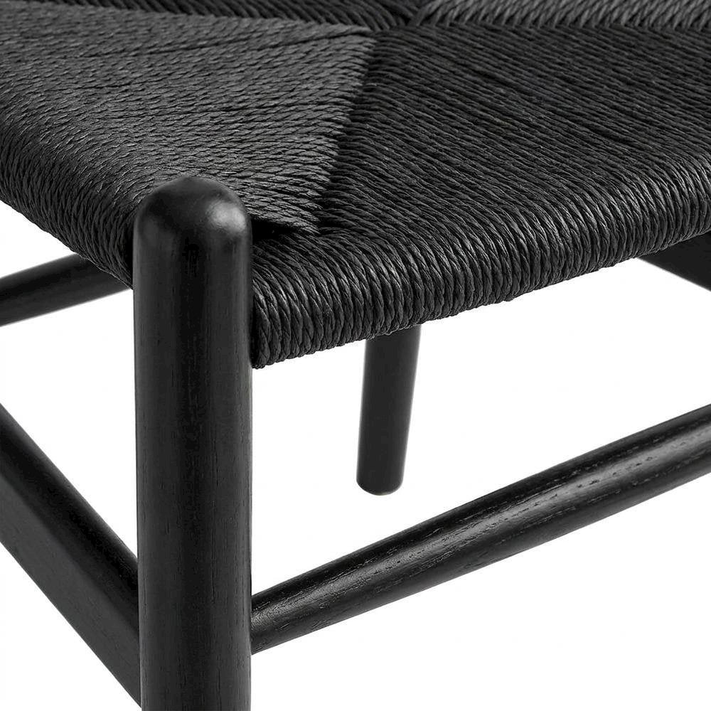 Wood Dining Chair with Slatted Backrest for Kitchen and Dining Room, Black Black