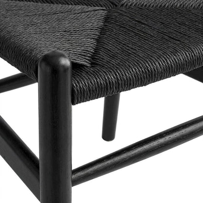 Wood Dining Chair with Slatted Backrest for Kitchen and Dining Room, Black Black