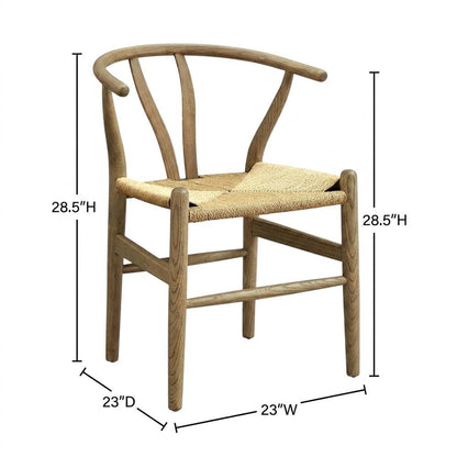 Wood Dining Chair with Slatted Backrest for Kitchen and Dining Room, Gray