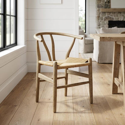 Wood Dining Chair with Slatted Backrest for Kitchen and Dining Room, Gray