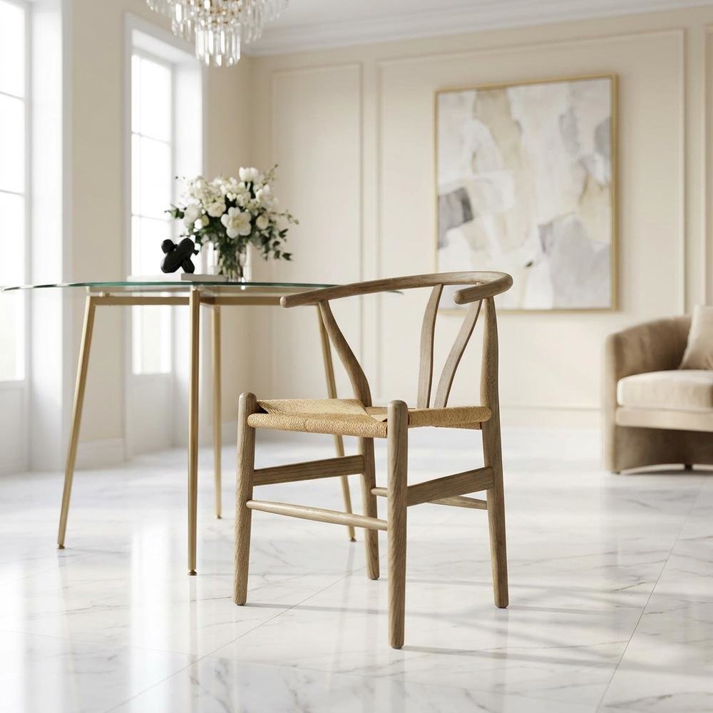Wood Dining Chair with Slatted Backrest for Kitchen and Dining Room, Gray