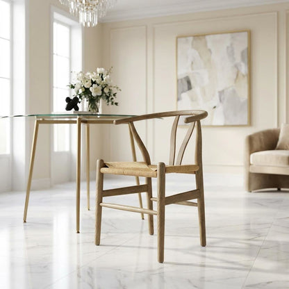 Wood Dining Chair with Slatted Backrest for Kitchen and Dining Room, Gray