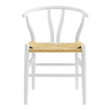 Wood Dining Chair with Slatted Backrest for Kitchen and Dining Room, White
