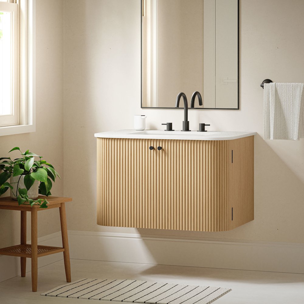 Zia 30" Wall-Mount Bathroom Vanity with Marble Sink